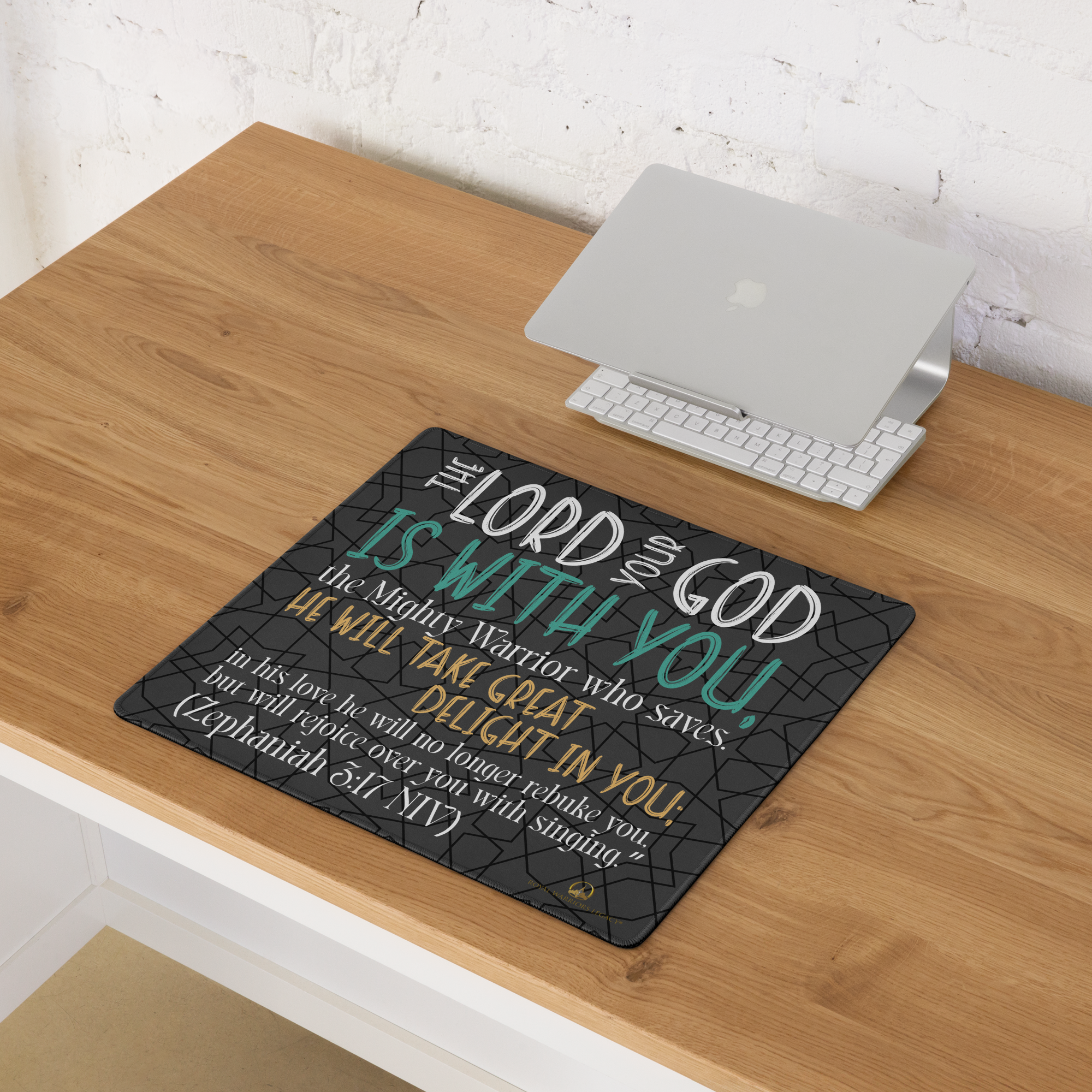 Rejoice in His Love: Zephaniah 3:17 Gaming Mouse Pad (18″×16″ / 36″×18″)