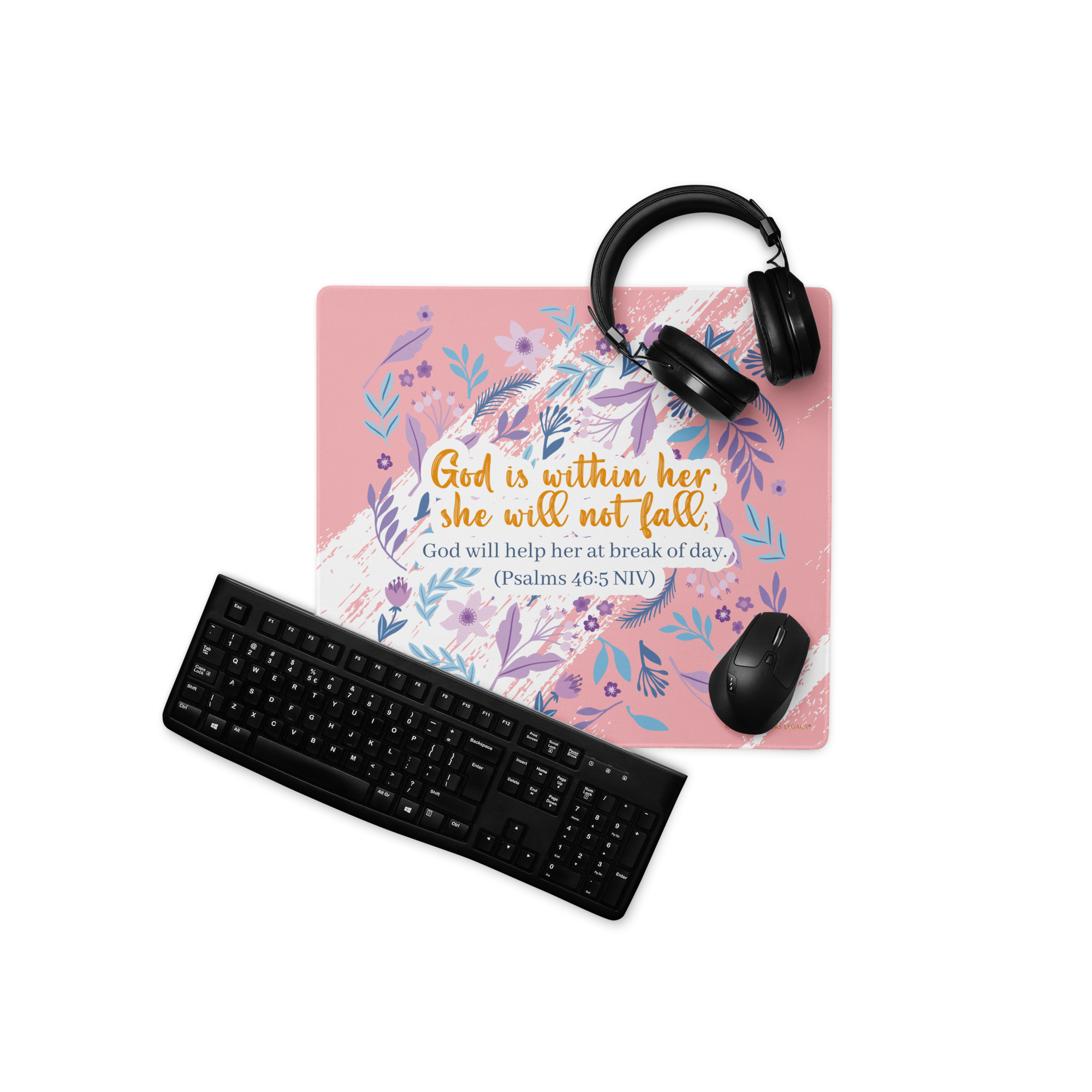 Unshakeable Faith: Psalms 46:5 Gaming Mouse Pad (18″×16″ / 36″×18″)