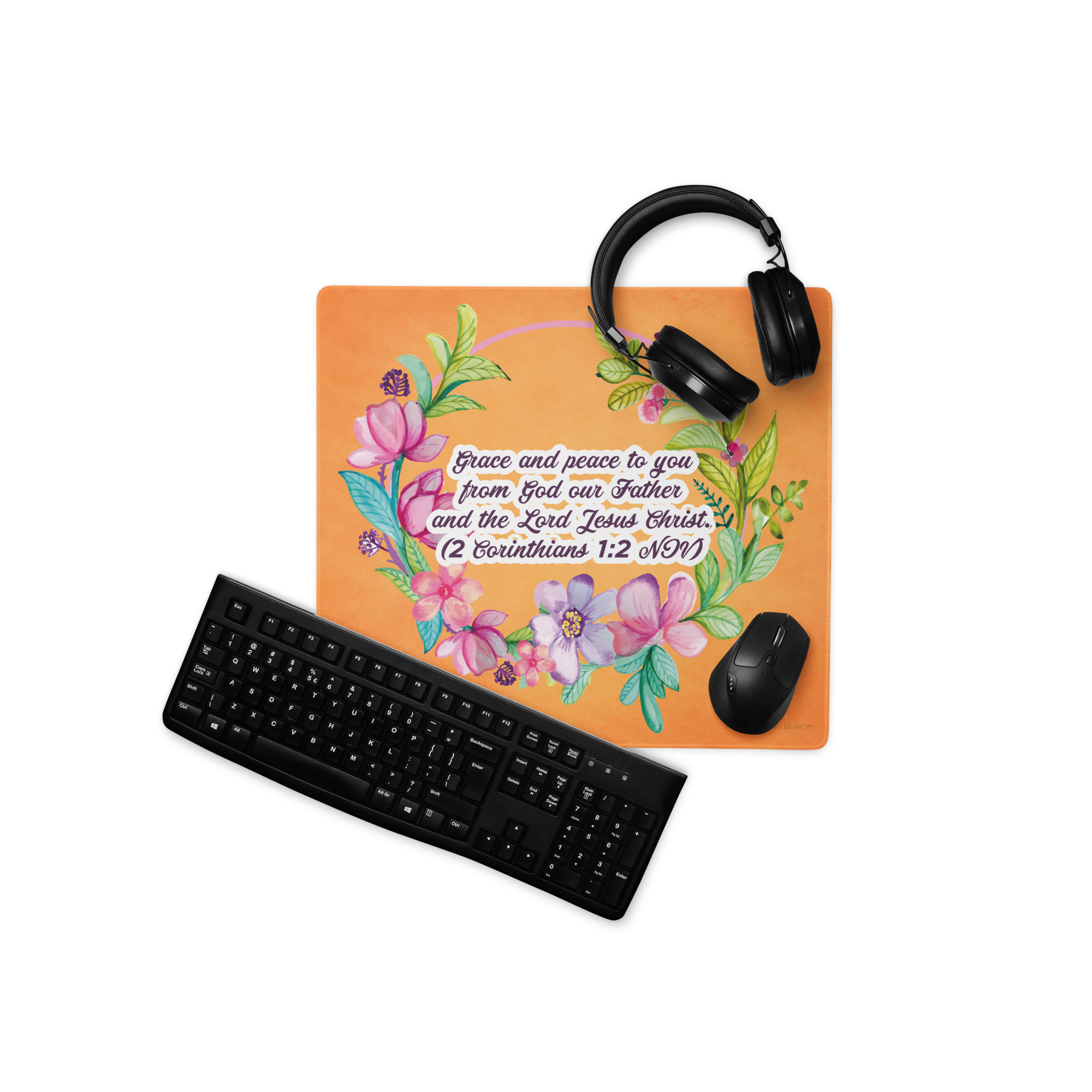 Grace & Peace Blooms: 2 Corinthians 1:2 Gaming Mouse Pad (18″×16″ / 36″×18″)
