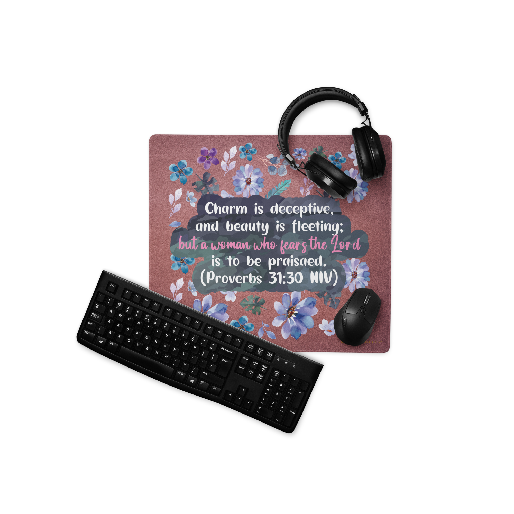 Fearless Woman: Proverbs 31:30 Gaming Mouse Pad (18″×16″ / 36″×18″)