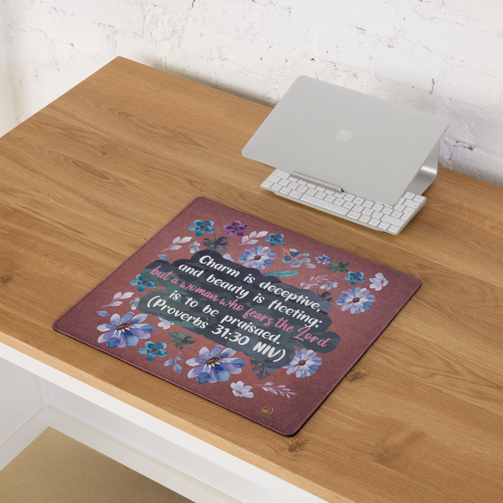 Fearless Woman: Proverbs 31:30 Gaming Mouse Pad (18″×16″ / 36″×18″)