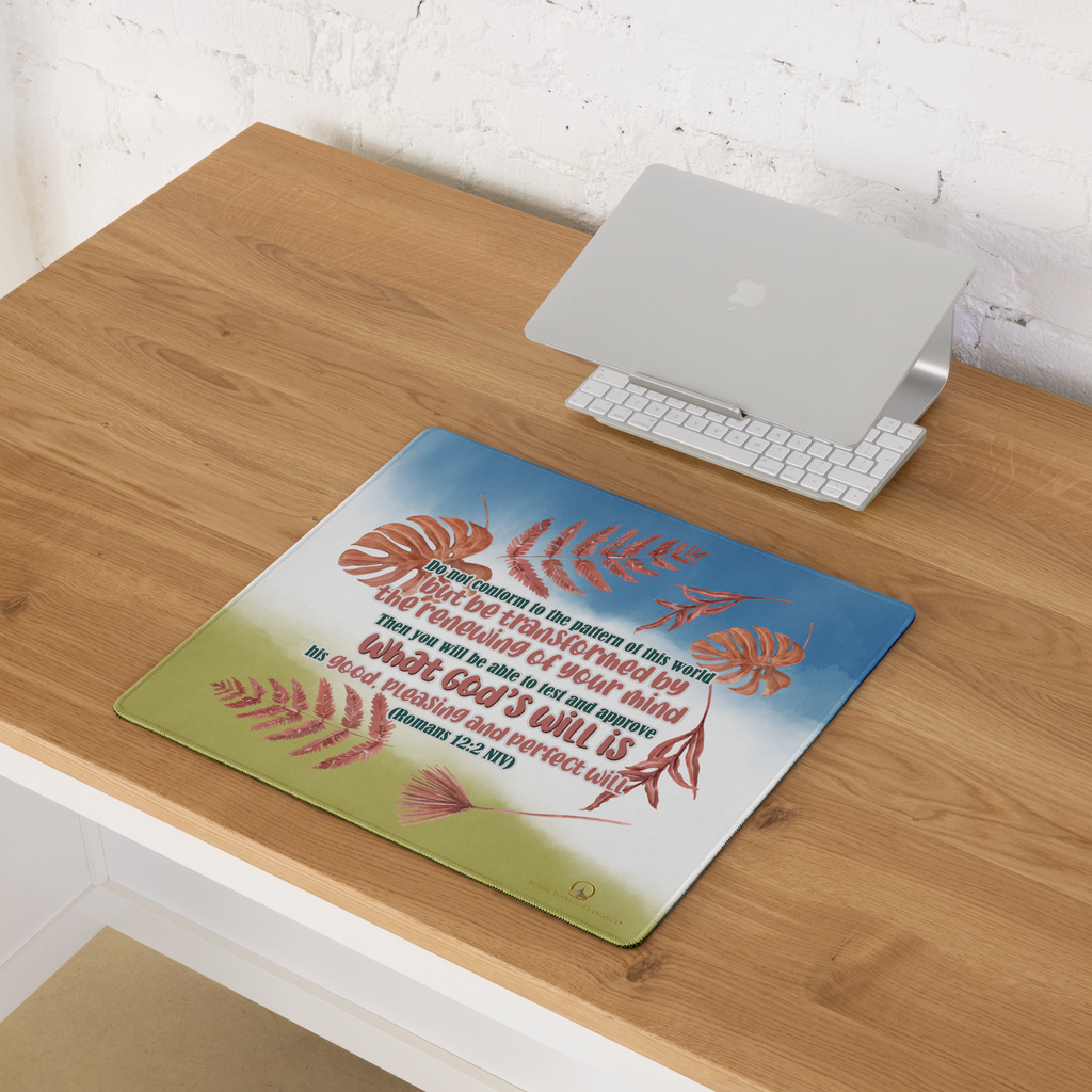 Renewed By The Spirit: Romans 12:2 Gaming Mouse Pad (18″×16″ / 36″×18″)