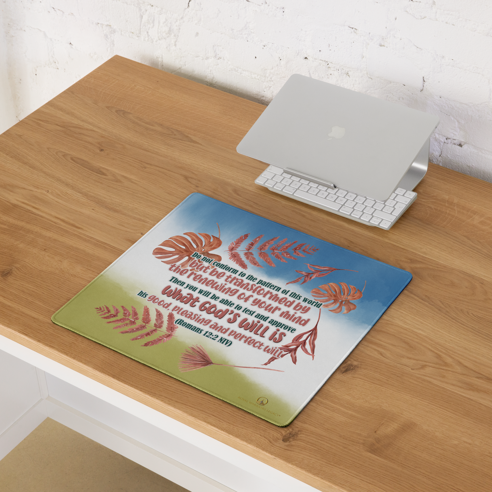 Renewed By The Spirit: Romans 12:2 Gaming Mouse Pad (18″×16″ / 36″×18″)