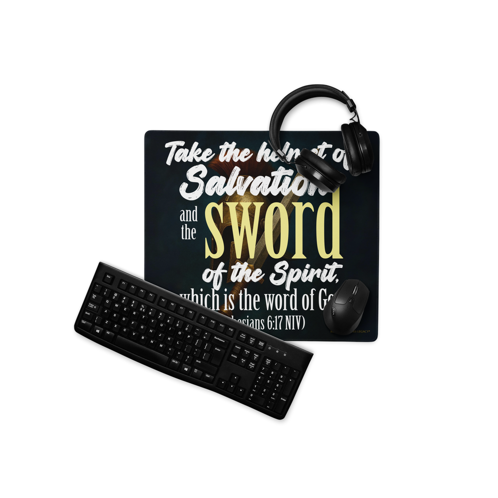 Sword & Salvation: Ephesians 6:17 Gaming Mouse Pad (18″×16″ / 36″×18″)