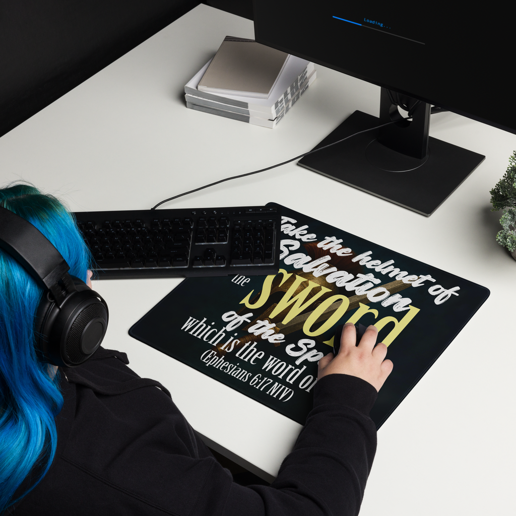 Sword & Salvation: Ephesians 6:17 Gaming Mouse Pad (18″×16″ / 36″×18″)