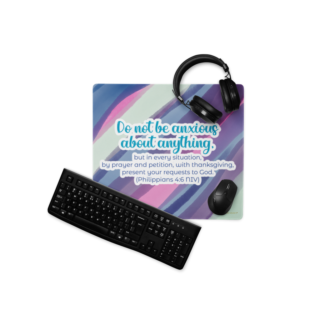 Prayer & Gratitude: Philippians 4:6 Gaming Mouse Pad (18″×16″ / 36″×18″)