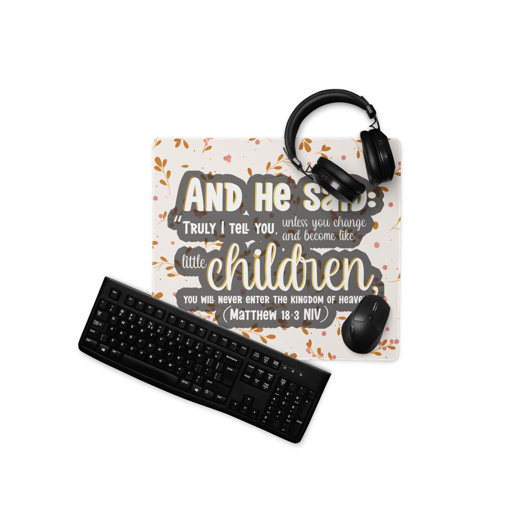 Childlike Faith: Matthew 18:3 Gaming Mouse Pad (18″×16″ / 36″×18″)