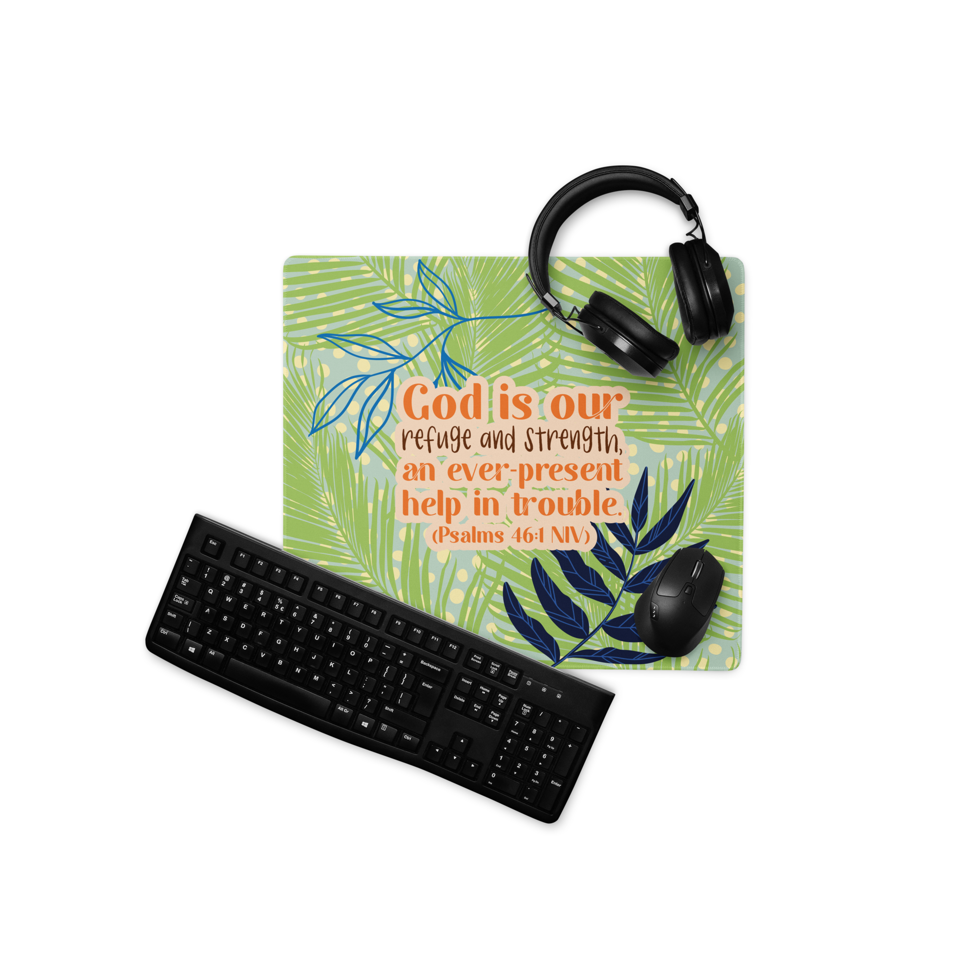 God Our Refuge: Psalm 46:1 Gaming Mouse Pad (18″×16″ / 36″×18″)