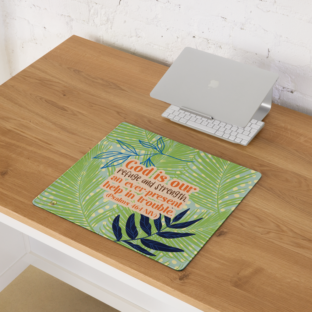 God Our Refuge: Psalm 46:1 Gaming Mouse Pad (18″×16″ / 36″×18″)