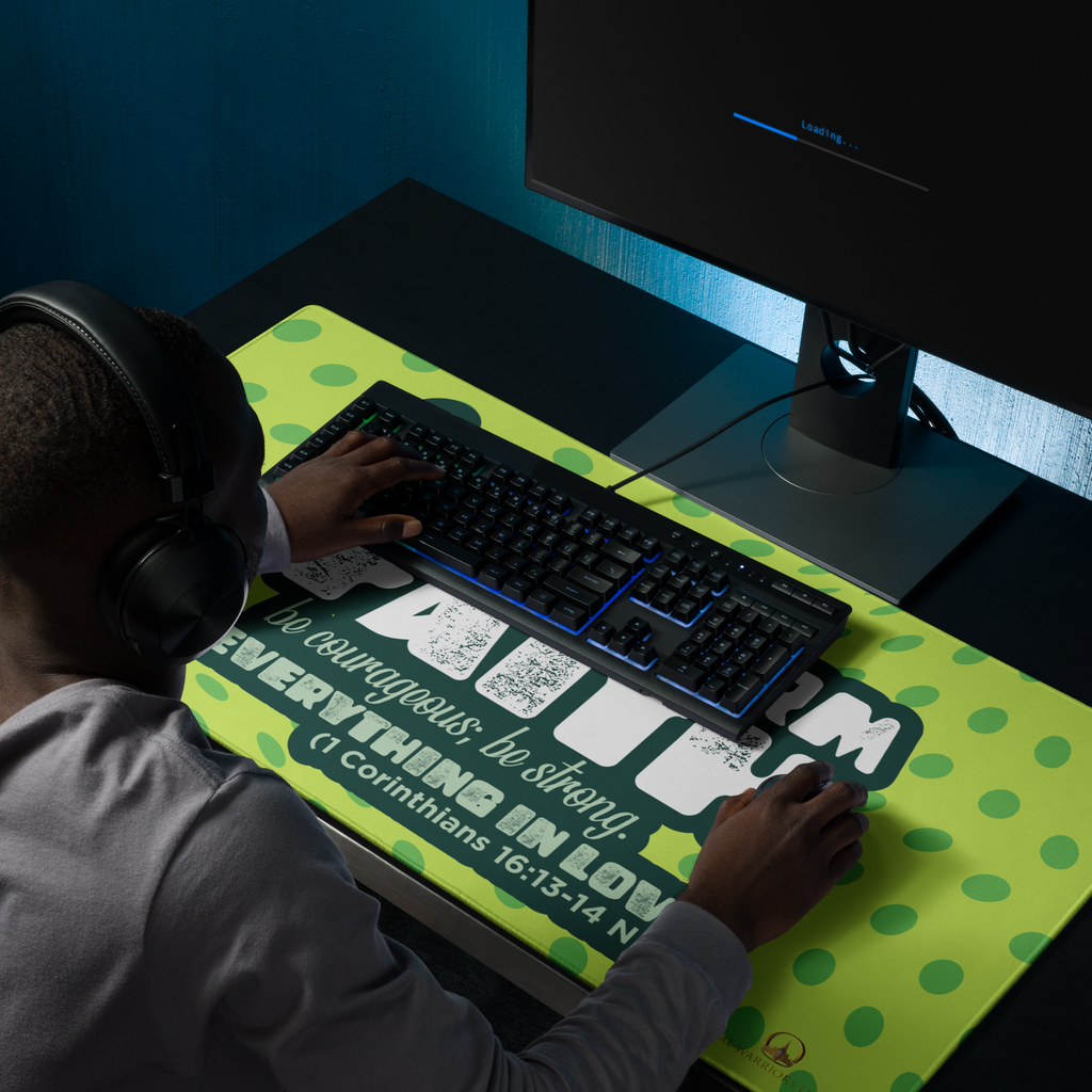 Stand Firm in Faith: 1 Corinthians 16:13-14 Gaming Mouse Pad (18″×16″ / 36″×18″)