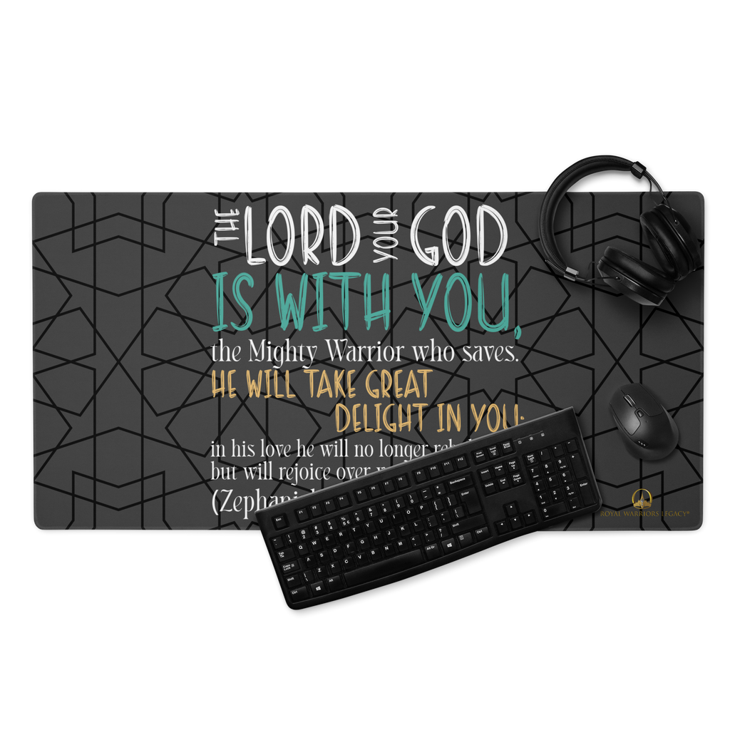 Rejoice in His Love: Zephaniah 3:17 Gaming Mouse Pad (18″×16″ / 36″×18″)
