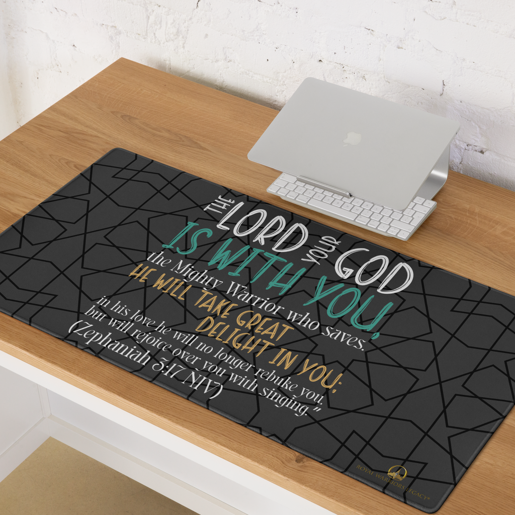 Rejoice in His Love: Zephaniah 3:17 Gaming Mouse Pad (18″×16″ / 36″×18″)