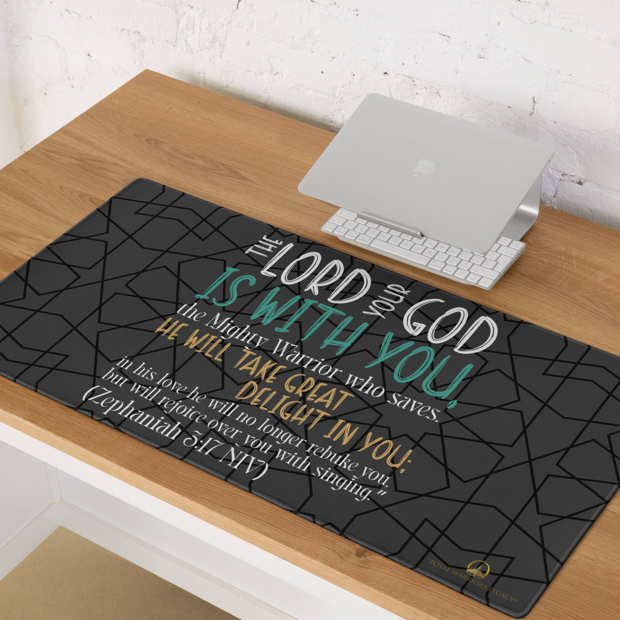 Rejoice in His Love: Zephaniah 3:17 Gaming Mouse Pad (18″×16″ / 36″×18″)