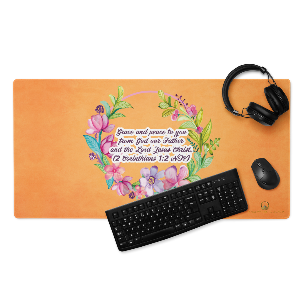 Grace & Peace Blooms: 2 Corinthians 1:2 Gaming Mouse Pad (18″×16″ / 36″×18″)