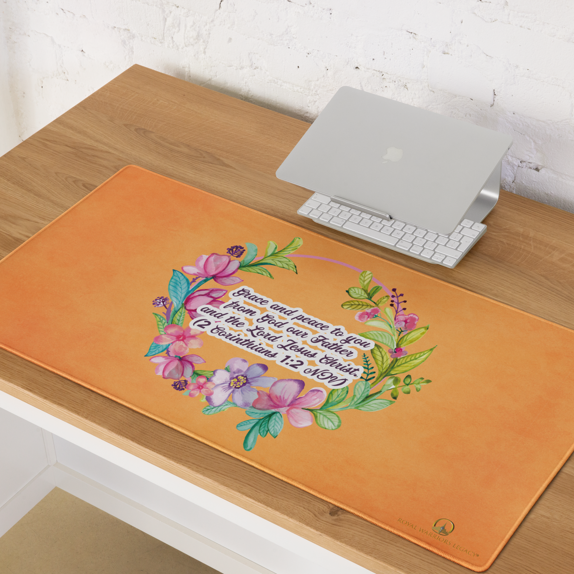 Grace & Peace Blooms: 2 Corinthians 1:2 Gaming Mouse Pad (18″×16″ / 36″×18″)