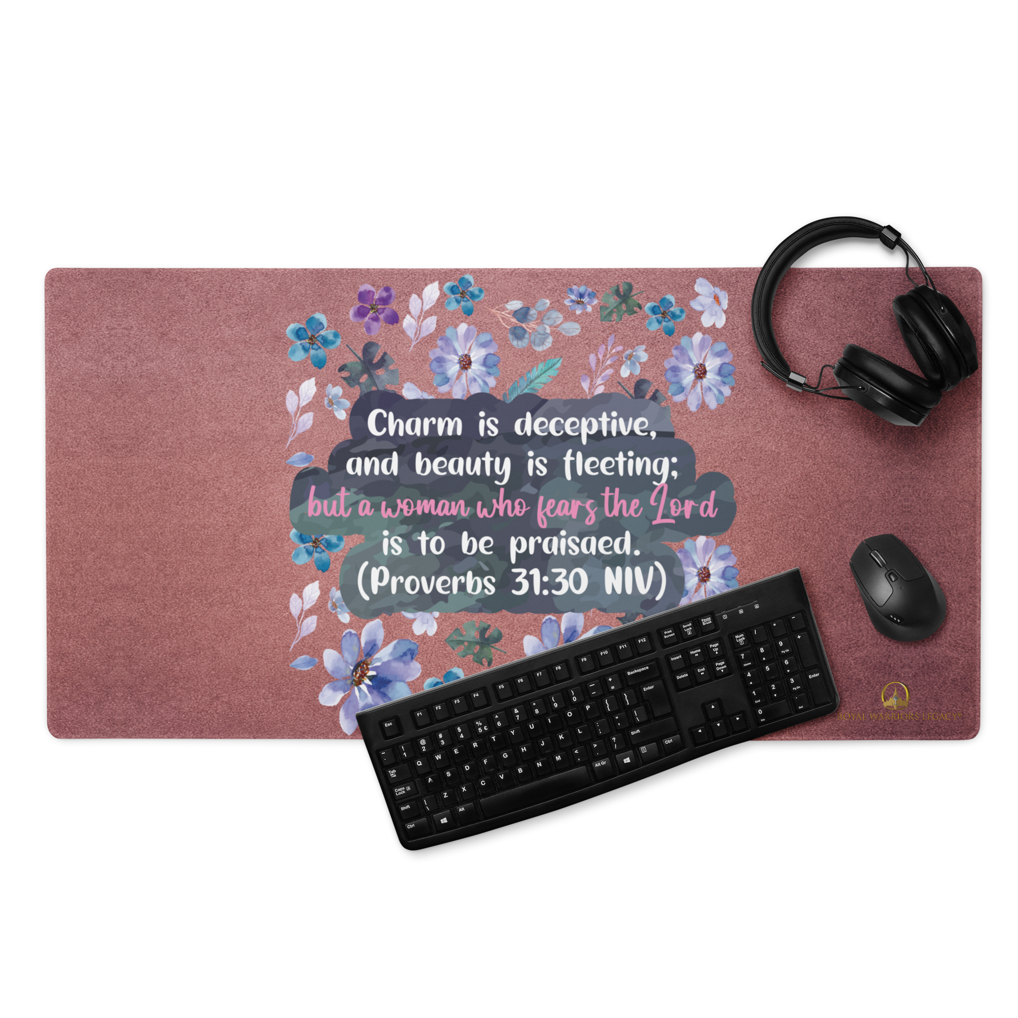 Fearless Woman: Proverbs 31:30 Gaming Mouse Pad (18″×16″ / 36″×18″)