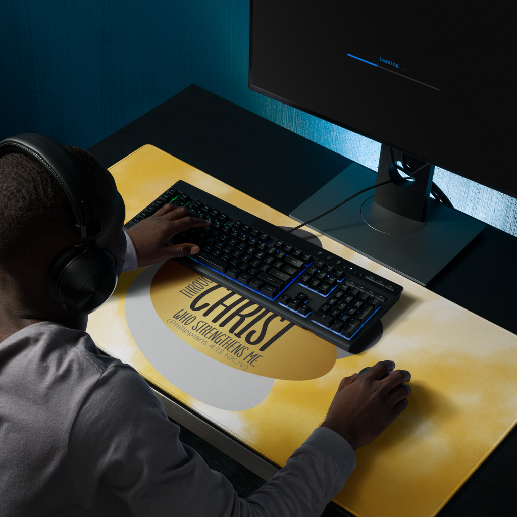 Empowered by Christ: Philippians 4:13 Gaming Mouse Pad (18″×16″ / 36″×18″)