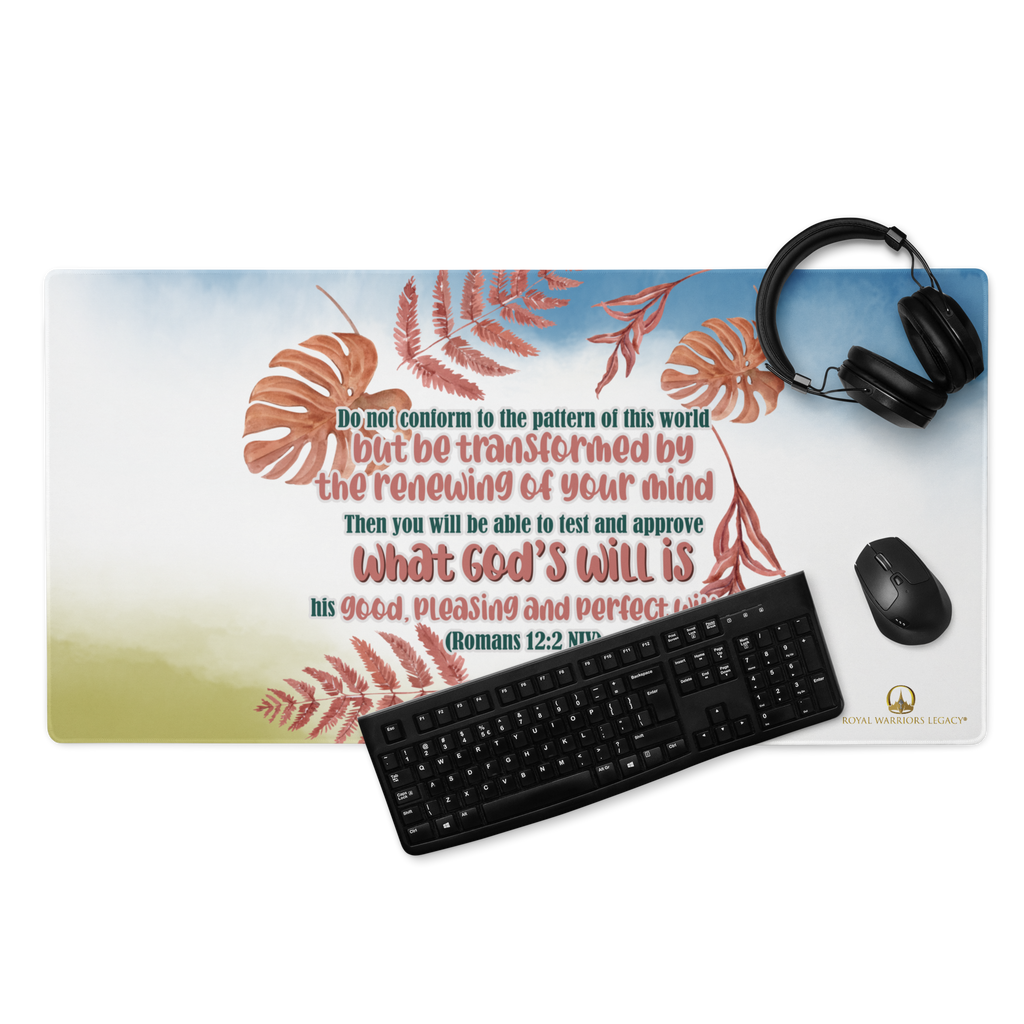 Renewed By The Spirit: Romans 12:2 Gaming Mouse Pad (18″×16″ / 36″×18″)