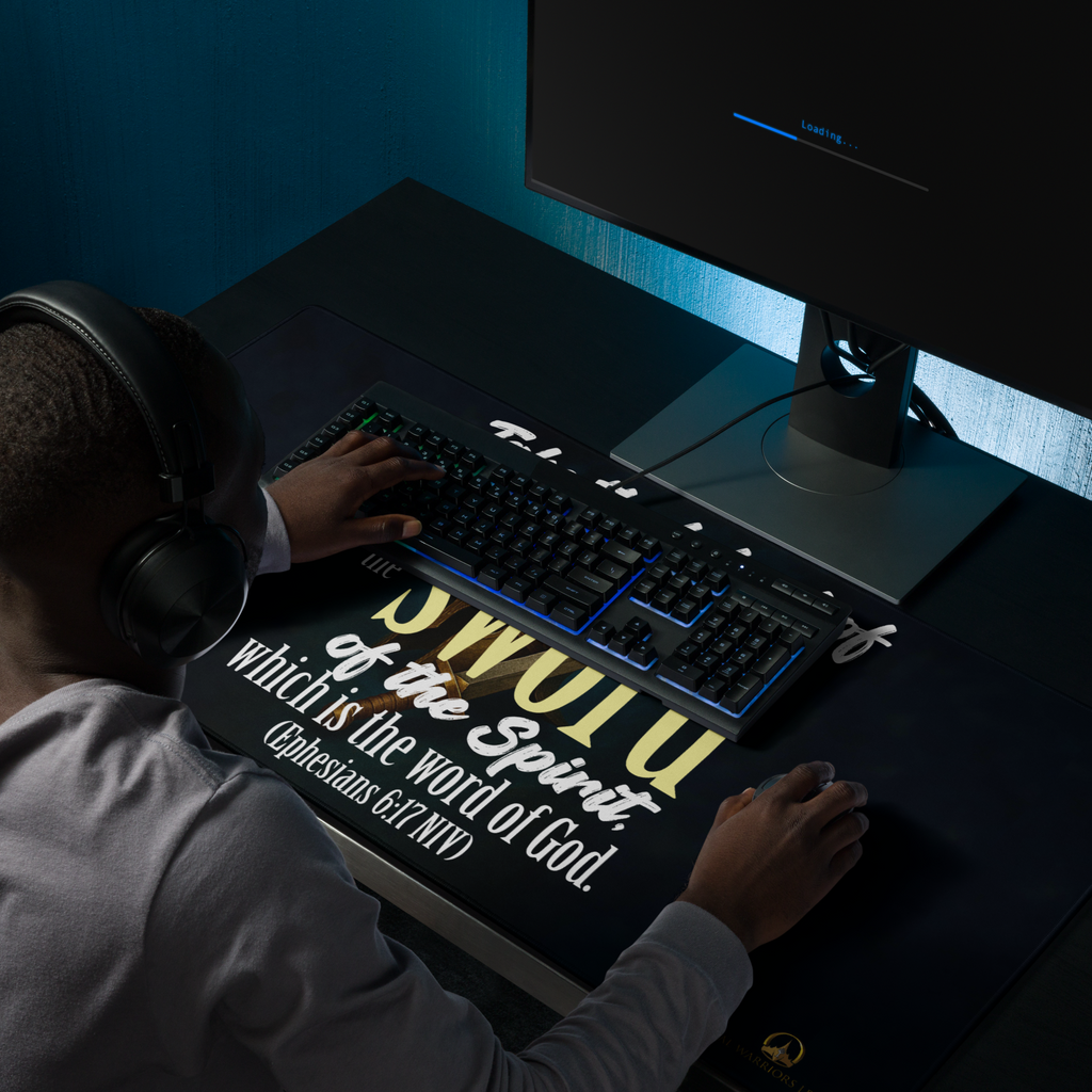 Sword & Salvation: Ephesians 6:17 Gaming Mouse Pad (18″×16″ / 36″×18″)