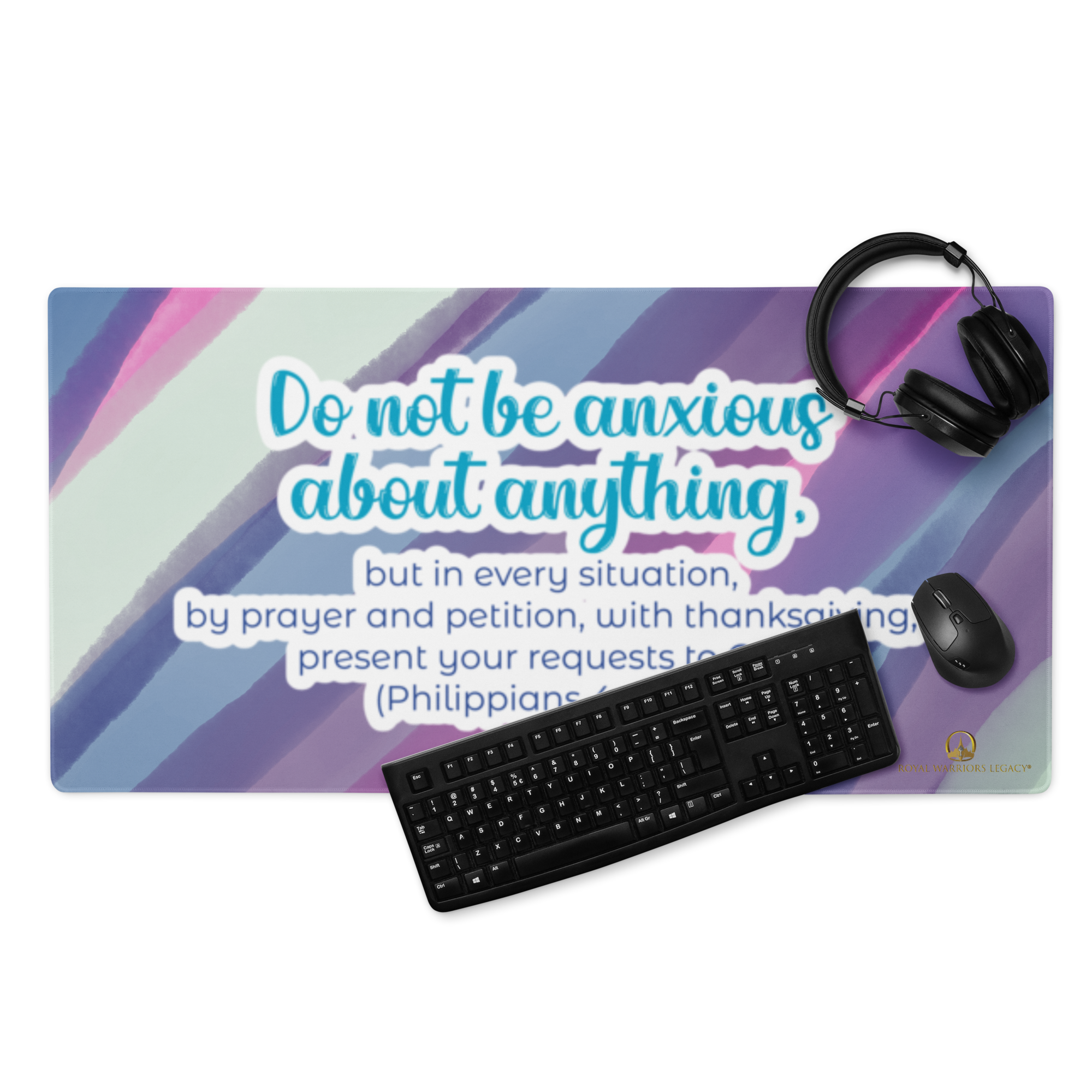 Prayer & Gratitude: Philippians 4:6 Gaming Mouse Pad (18″×16″ / 36″×18″)