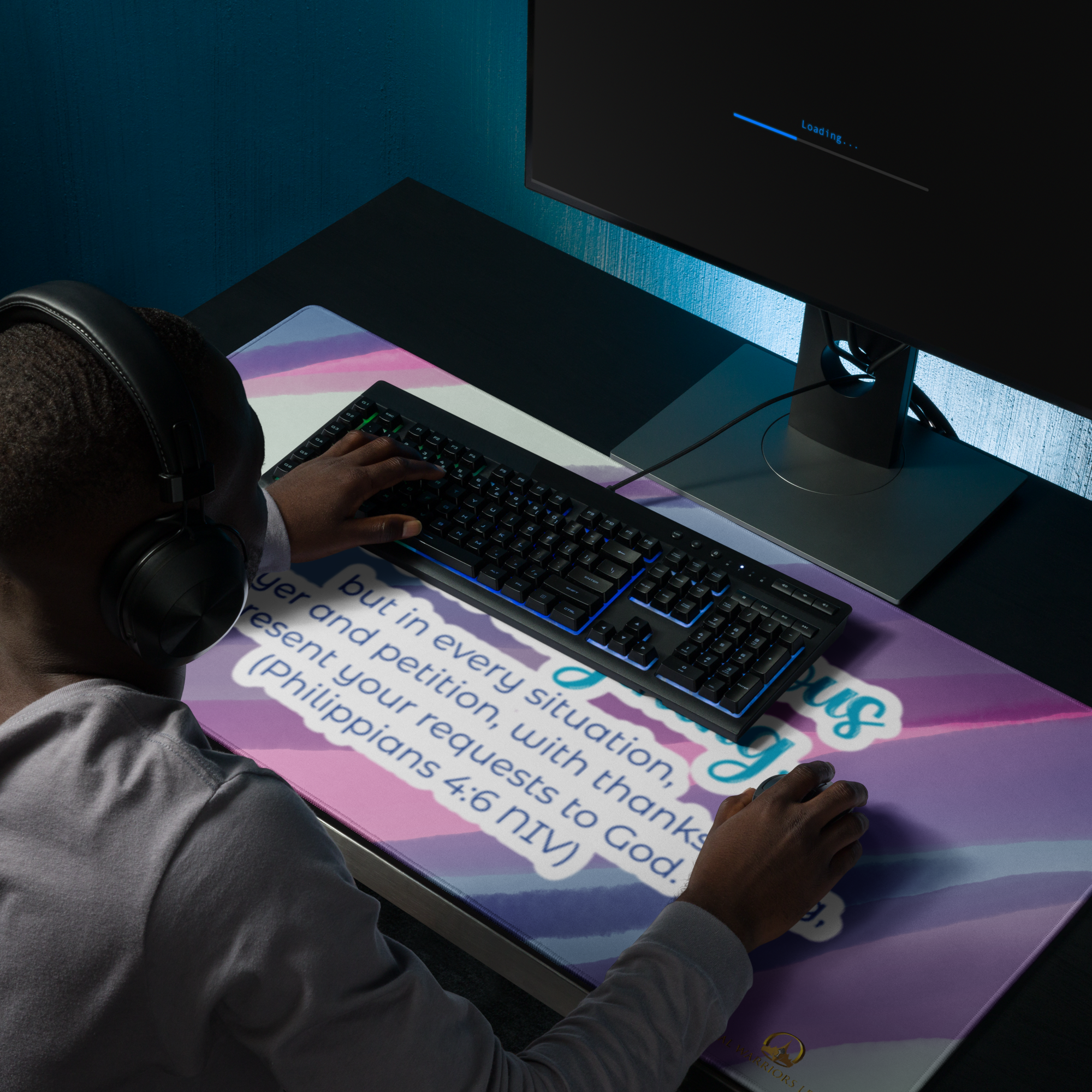 Prayer & Gratitude: Philippians 4:6 Gaming Mouse Pad (18″×16″ / 36″×18″)