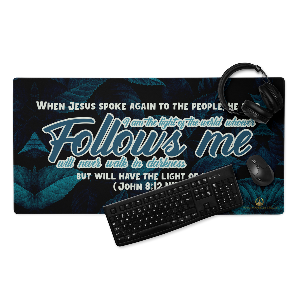 Light Of The World: John 8:12 Gaming Mouse Pad (18″×16″ / 36″×18″)