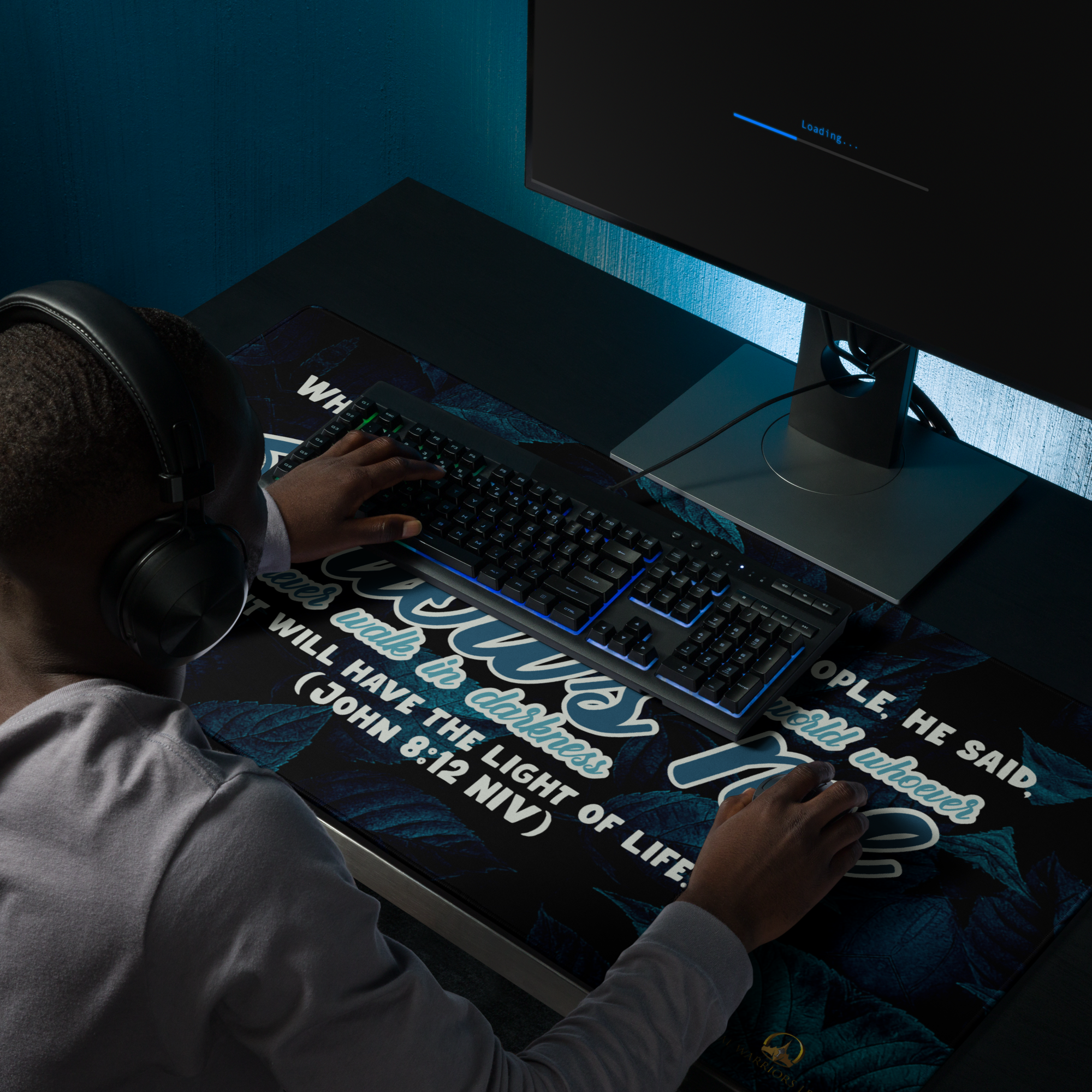 Light Of The World: John 8:12 Gaming Mouse Pad (18″×16″ / 36″×18″)