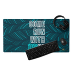 Come Run With Jesus Neon Blue Gaming Mouse Pad (18″×16″ / 36″×18″)