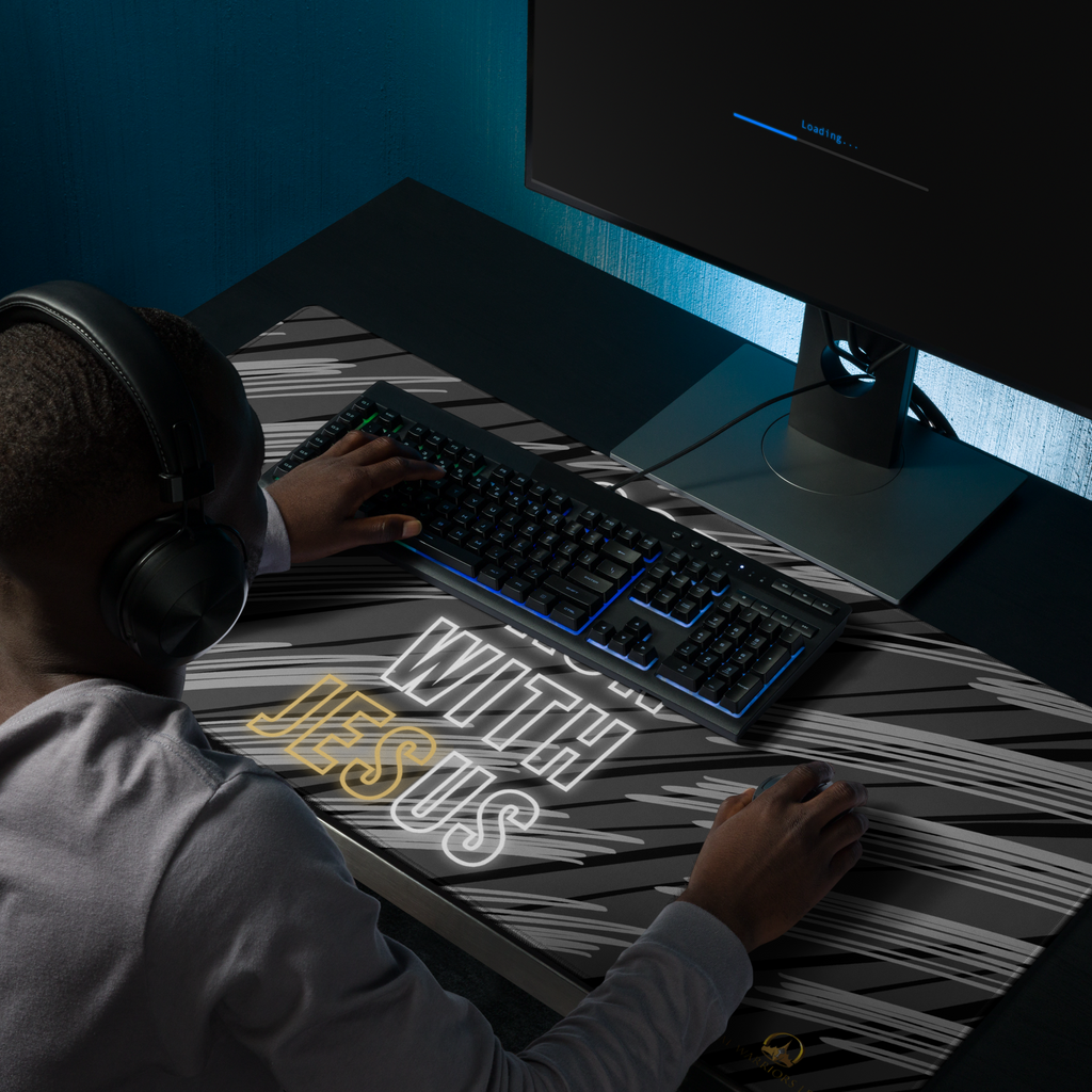 Come Run With Jesus Gold Gaming Mouse Pad (18″×16″ / 36″×18″)