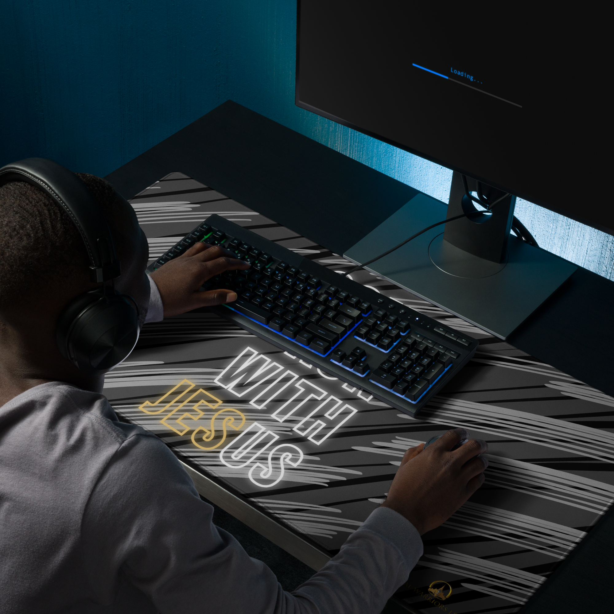 Come Run With Jesus Gold Gaming Mouse Pad (18″×16″ / 36″×18″)