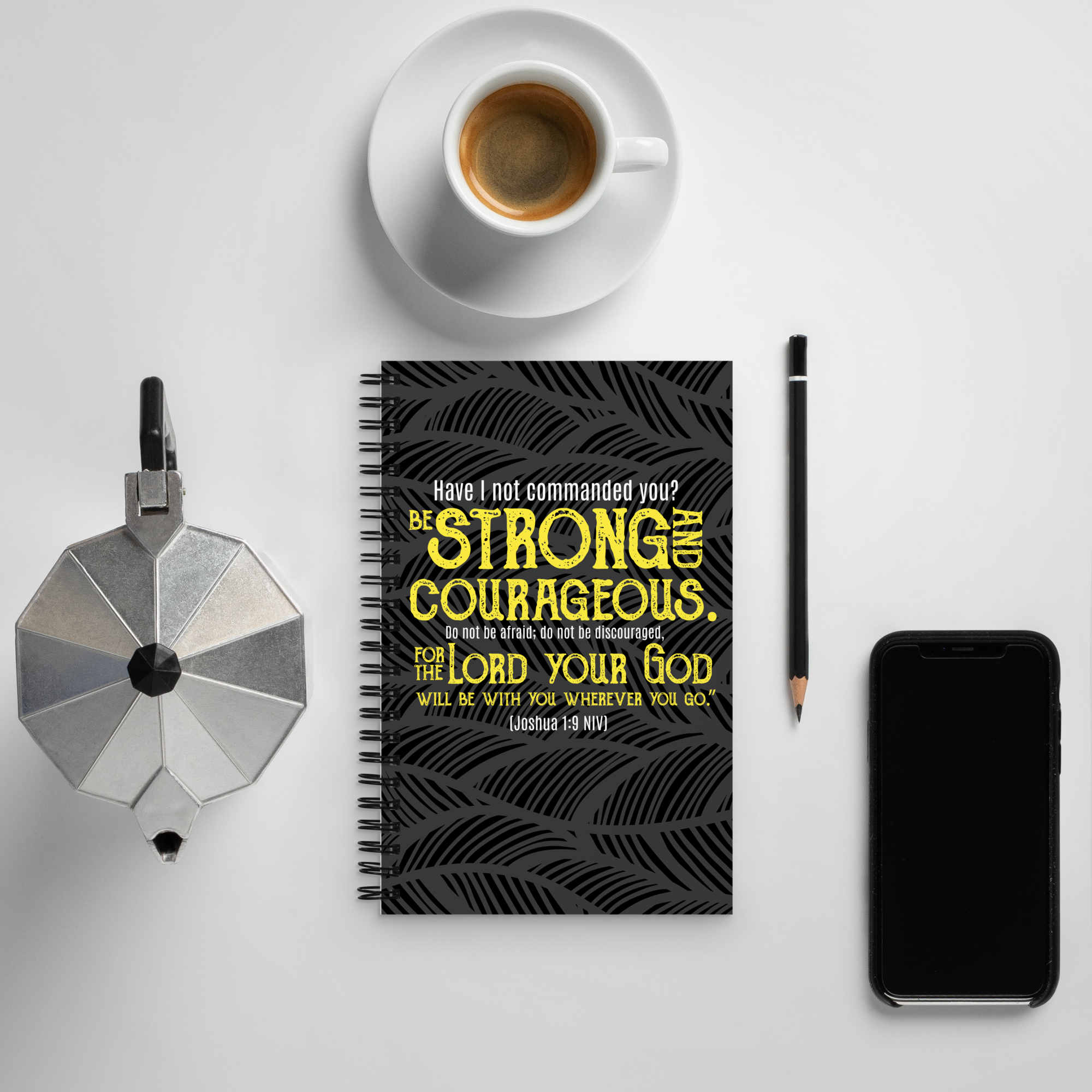 Be Strong & Courageous: Joshua 1:9 Spiral Bullet Notebook