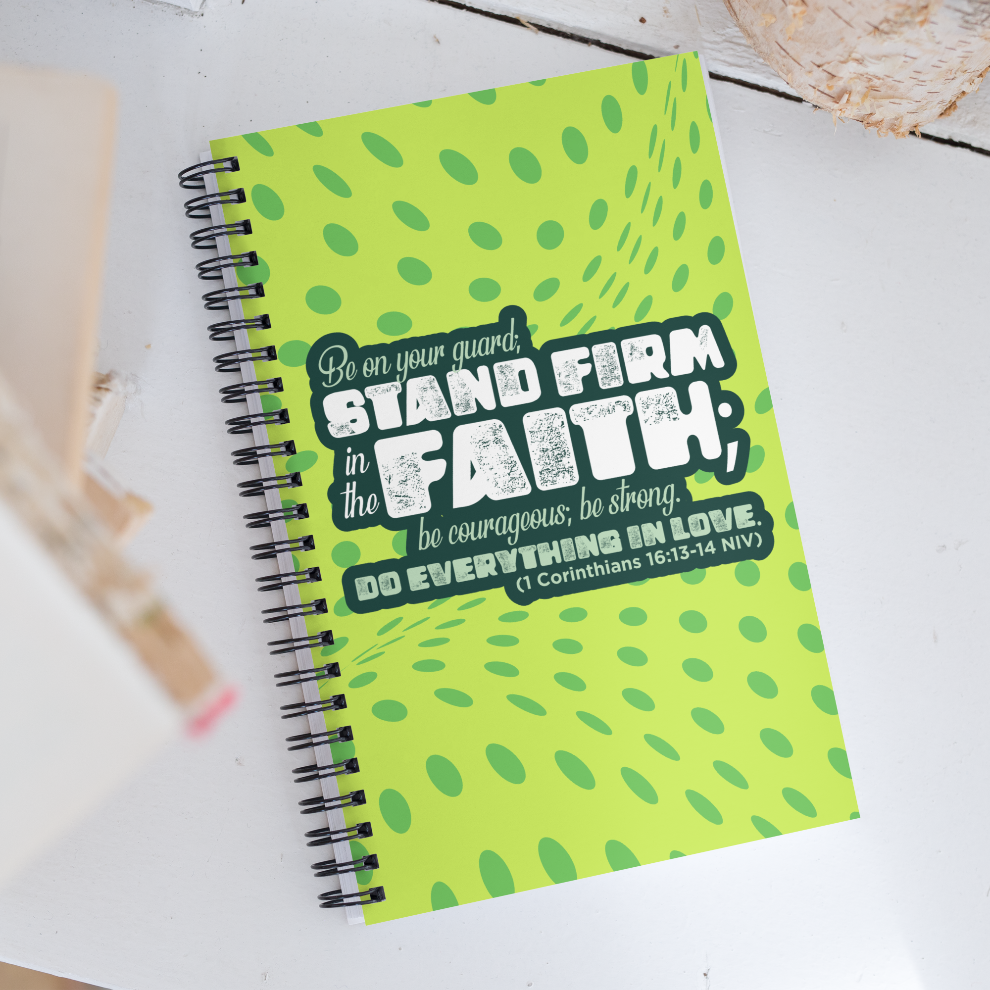 Stand Firm in Faith: 1 Corinthians 16:13-14 Spiral Bullet Notebook