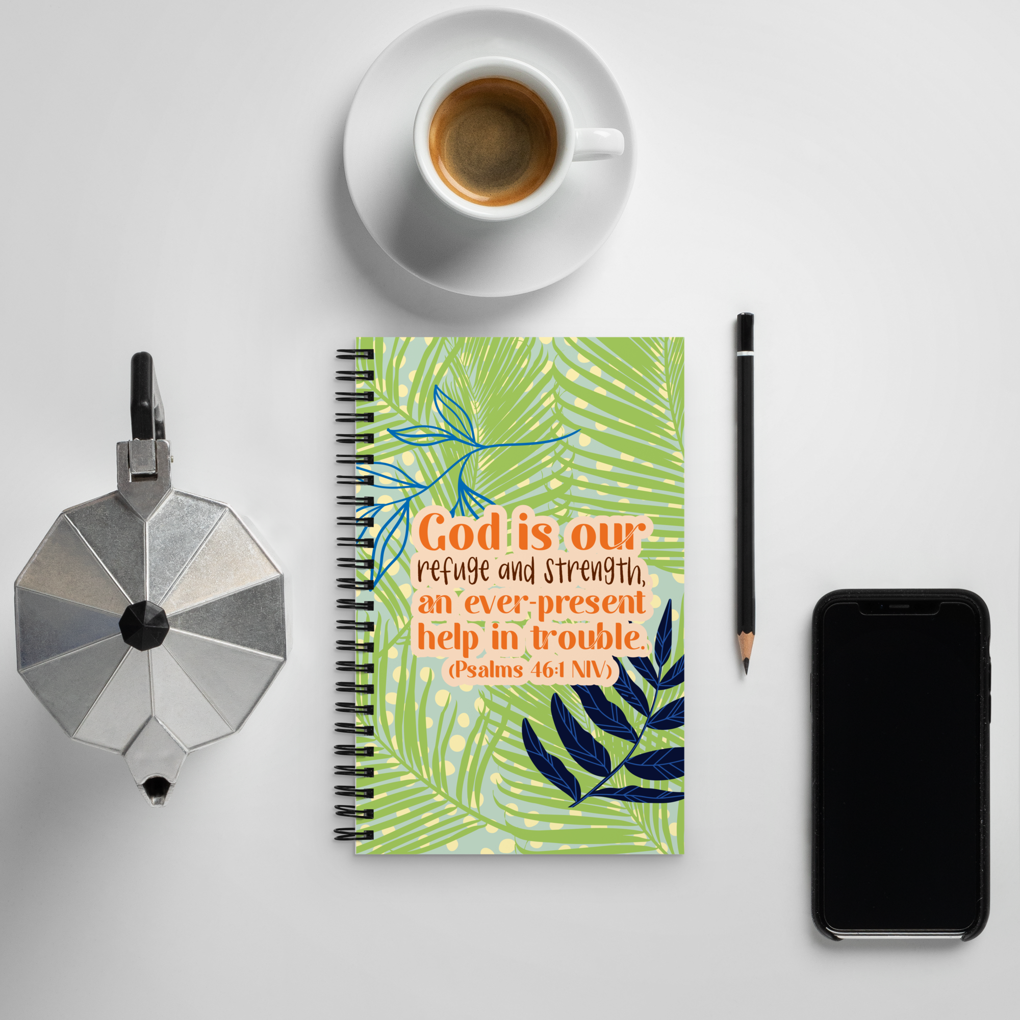 God Our Refuge: Psalm 46:1 Spiral Bullet Notebook