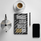Come Run With Jesus Gold Spiral Bullet Notebook