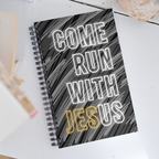 Come Run With Jesus Gold Spiral Bullet Notebook