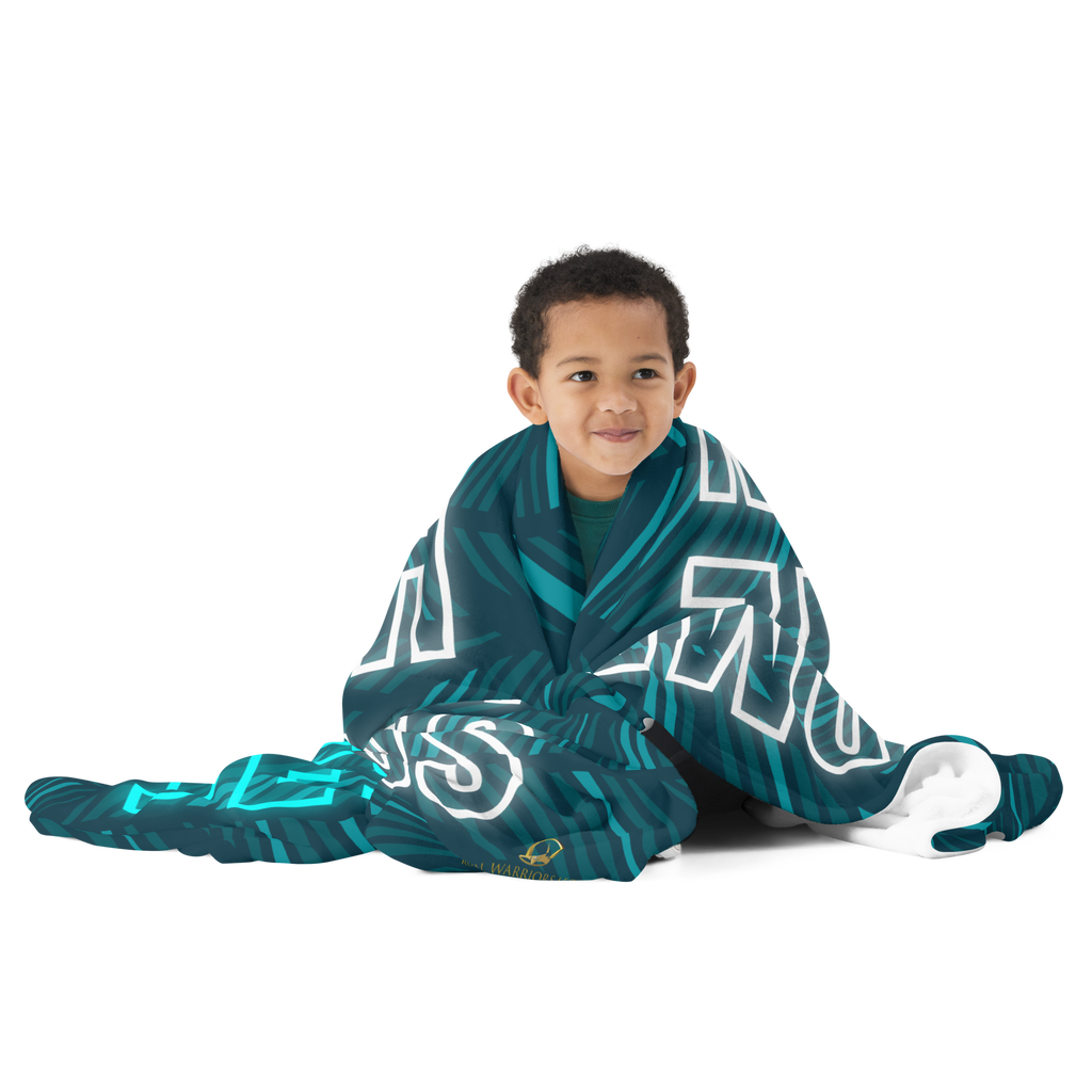 Come Run With Jesus Neon Blue Throw Blanket