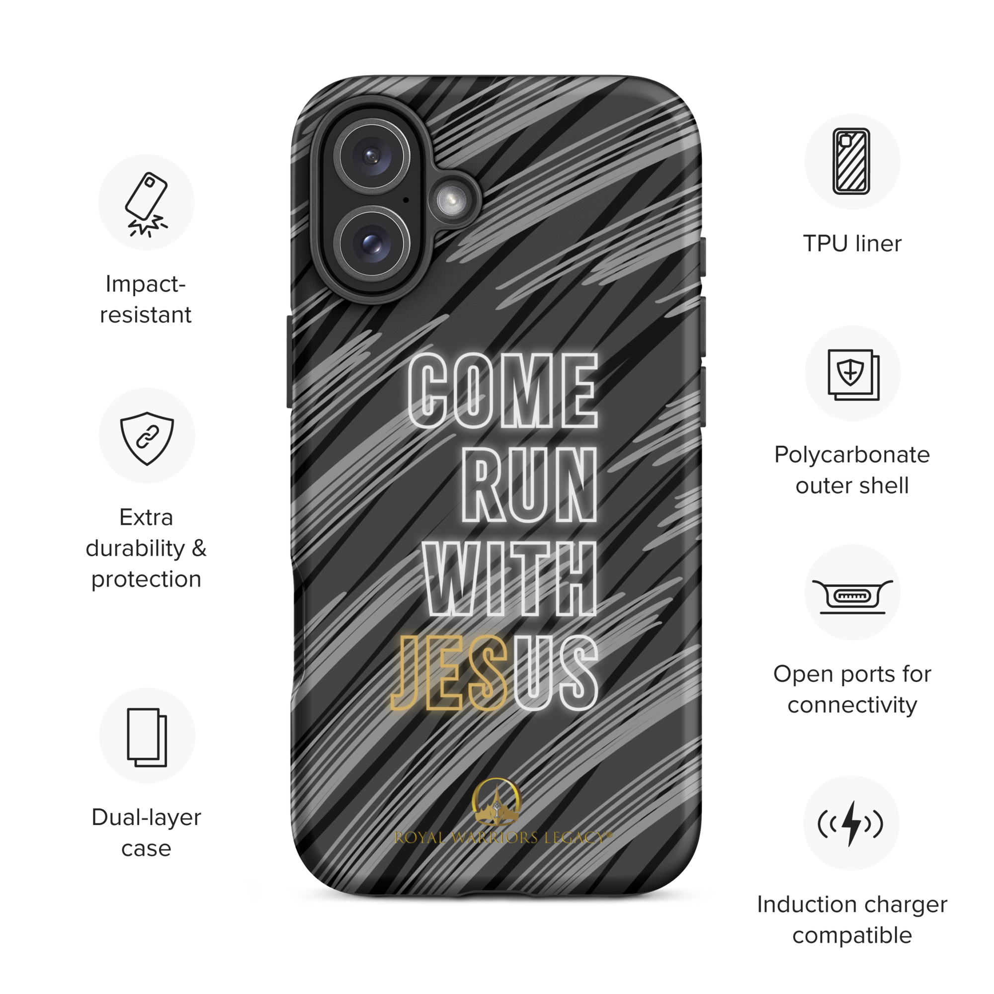 Come Run With Jesus Gold iPhone® Tough Case