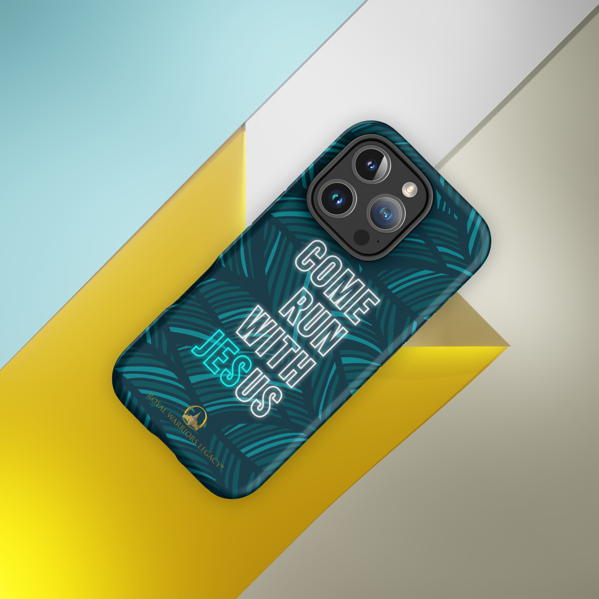 Come Run With Jesus Neon Blue iPhone® Tough Case