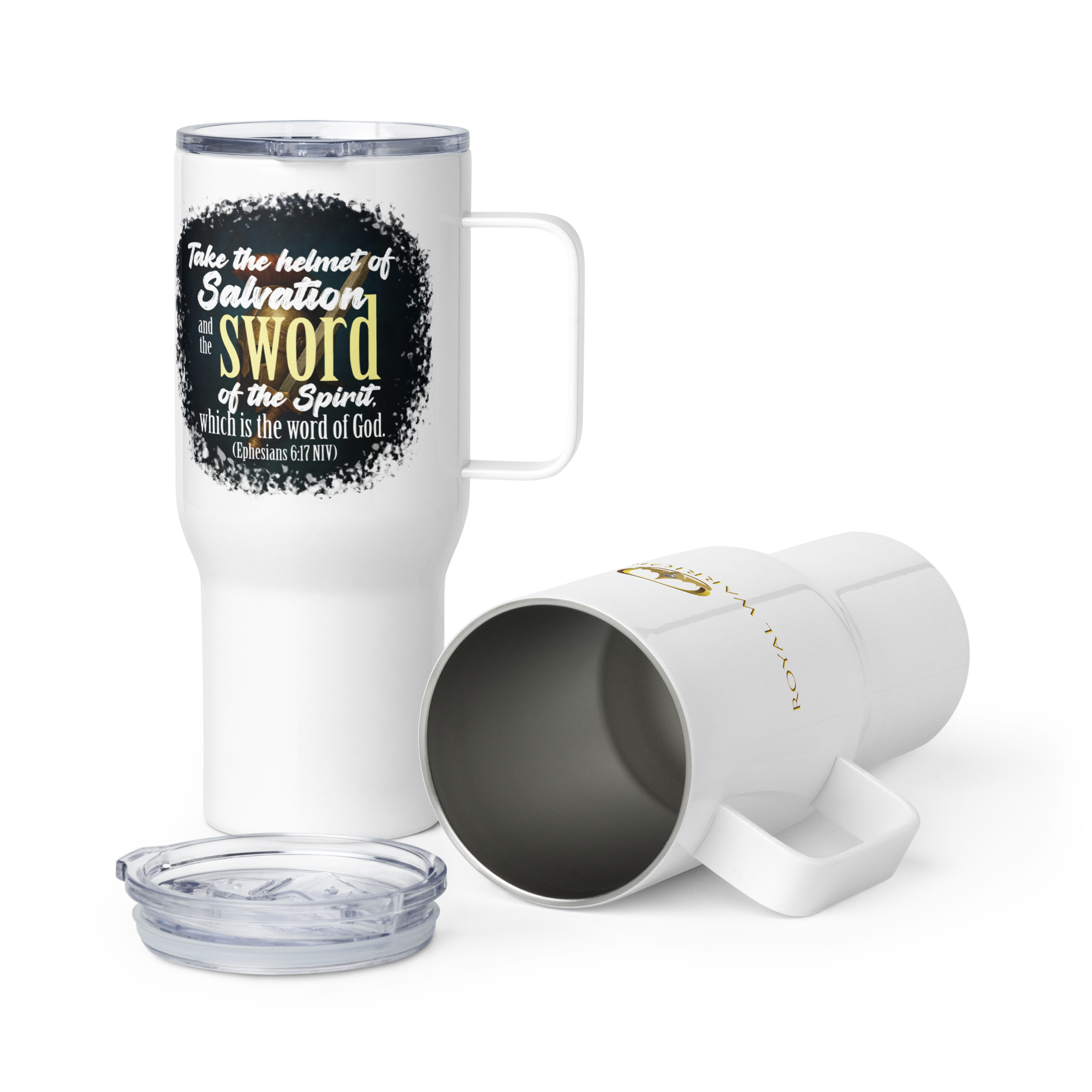 Sword & Salvation: Ephesians 6:17 Travel Mug With Handle (25 oz / 40 oz)
