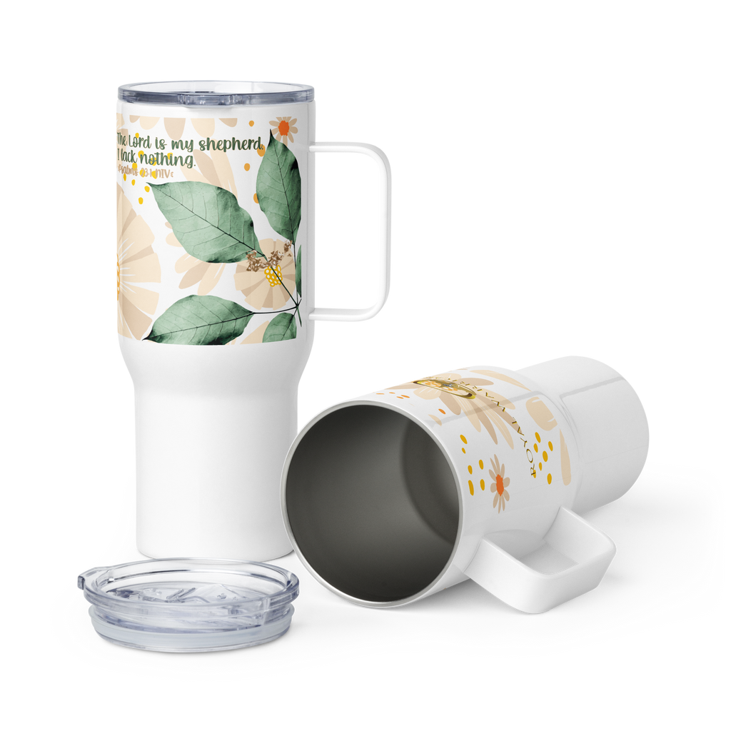 The Lord Is My Shepherd: Psalm 23:1 Travel Mug With Handle (25 oz / 40 oz)