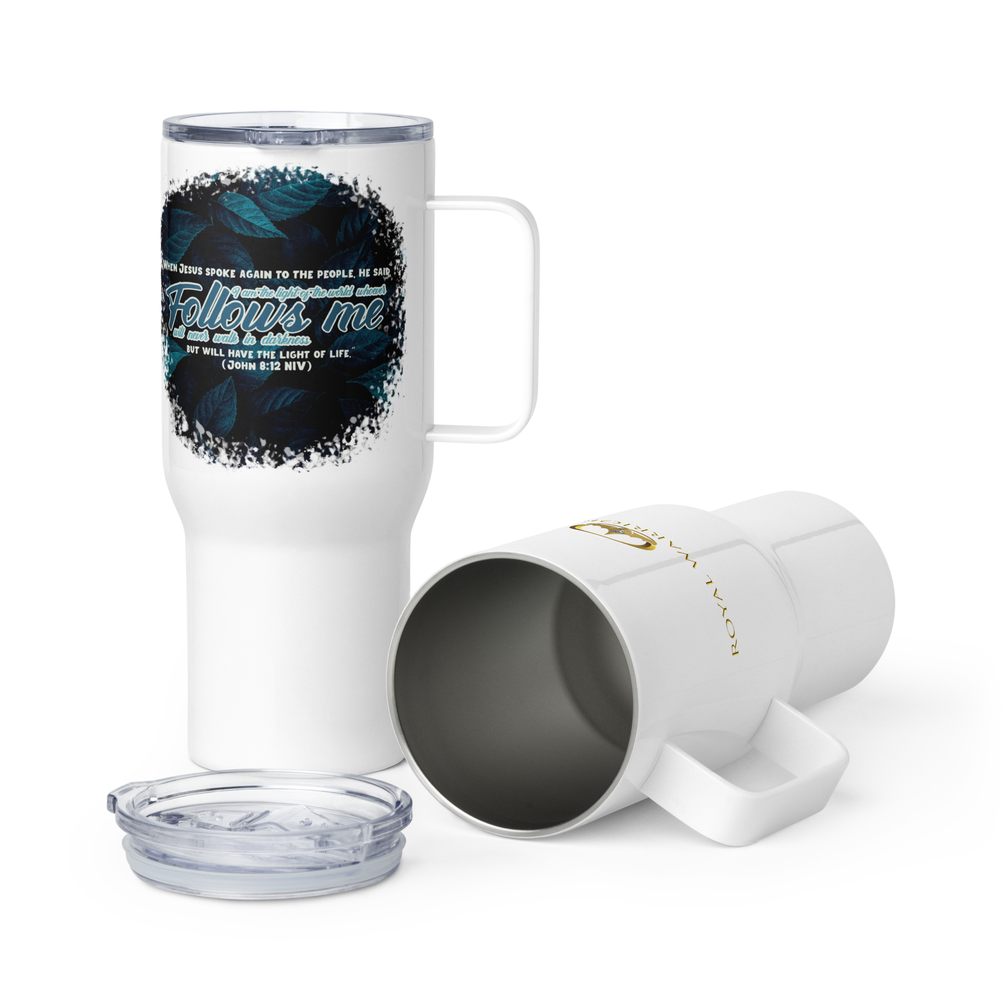 Light Of The World: John 8:12 Travel Mug With Handle (25 oz / 40 oz)