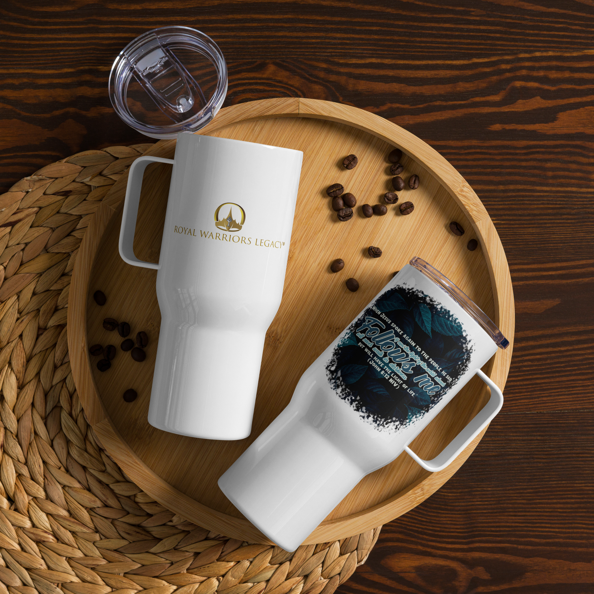 Light Of The World: John 8:12 Travel Mug With Handle (25 oz / 40 oz)