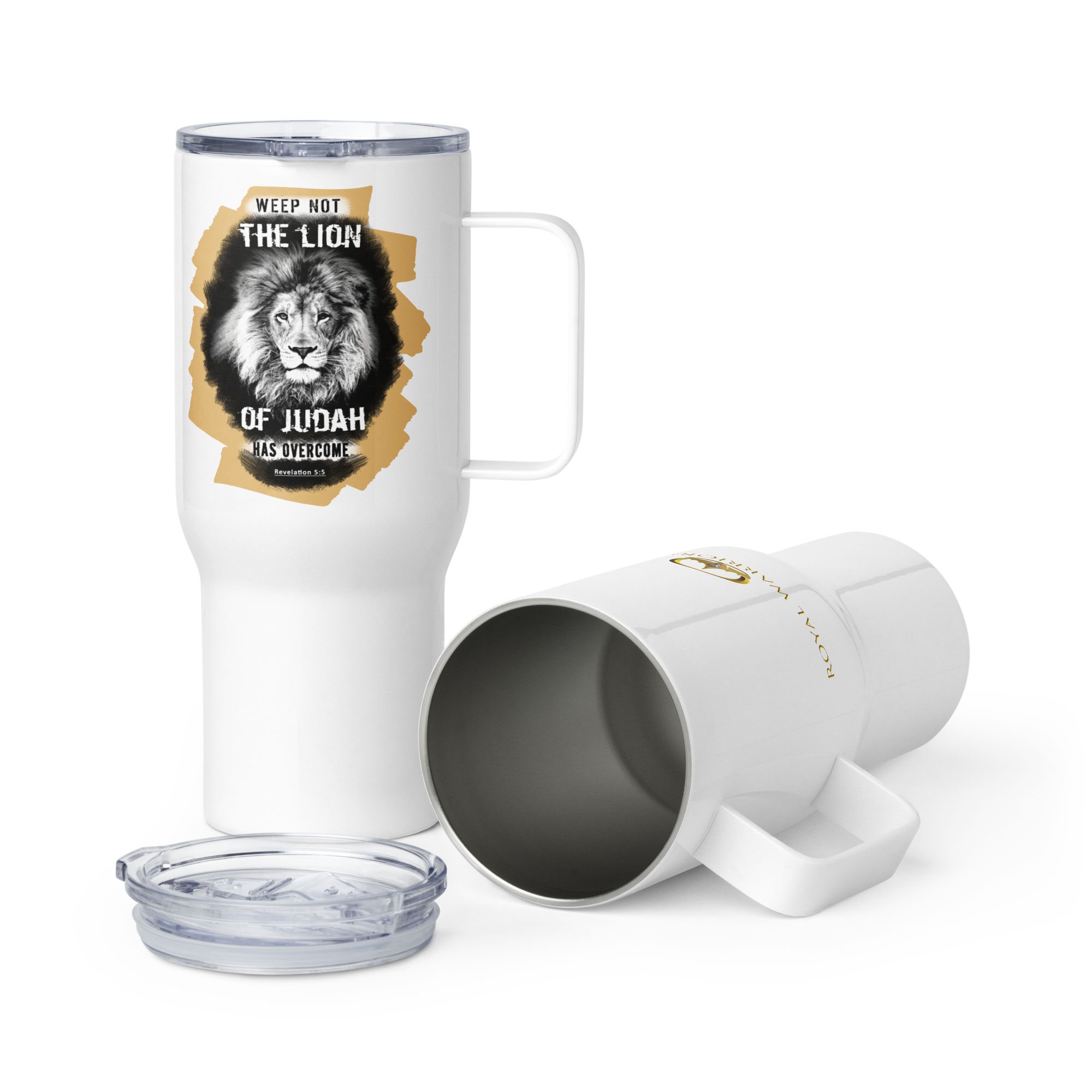 The Lion of Judah: Revelation 5:5 Travel Mug With Handle (25 oz / 40 oz)