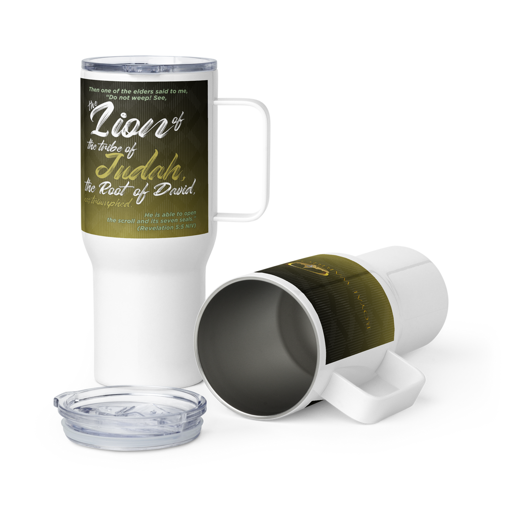 Lion of Judah & Root of David: Revelation 5:5 Travel Mug With Handle (25 oz / 40 oz)