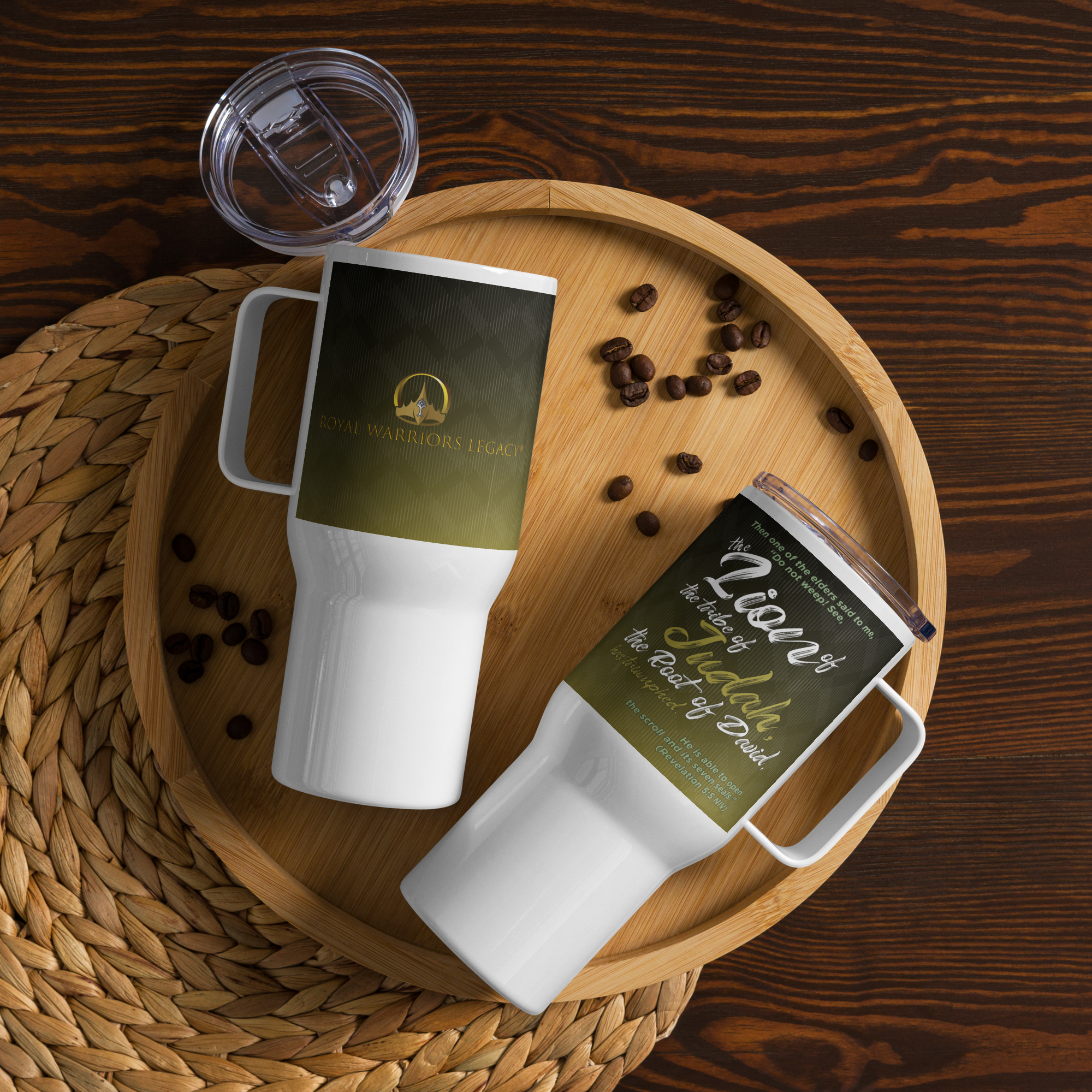 Lion of Judah & Root of David: Revelation 5:5 Travel Mug With Handle (25 oz / 40 oz)