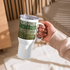Rejoice in His Love: Zephaniah 3:17 Travel Mug With Handle (25 oz / 40 oz)