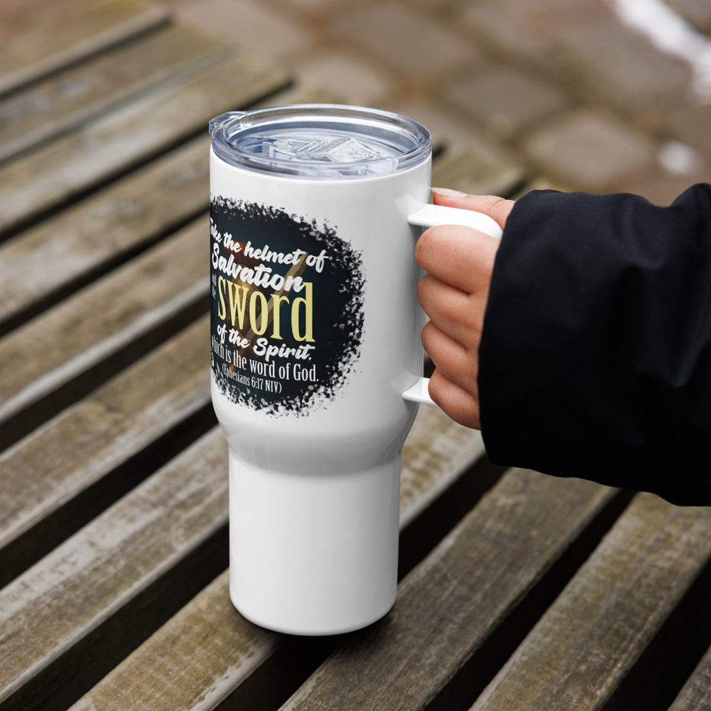 Sword & Salvation: Ephesians 6:17 Travel Mug With Handle (25 oz / 40 oz)