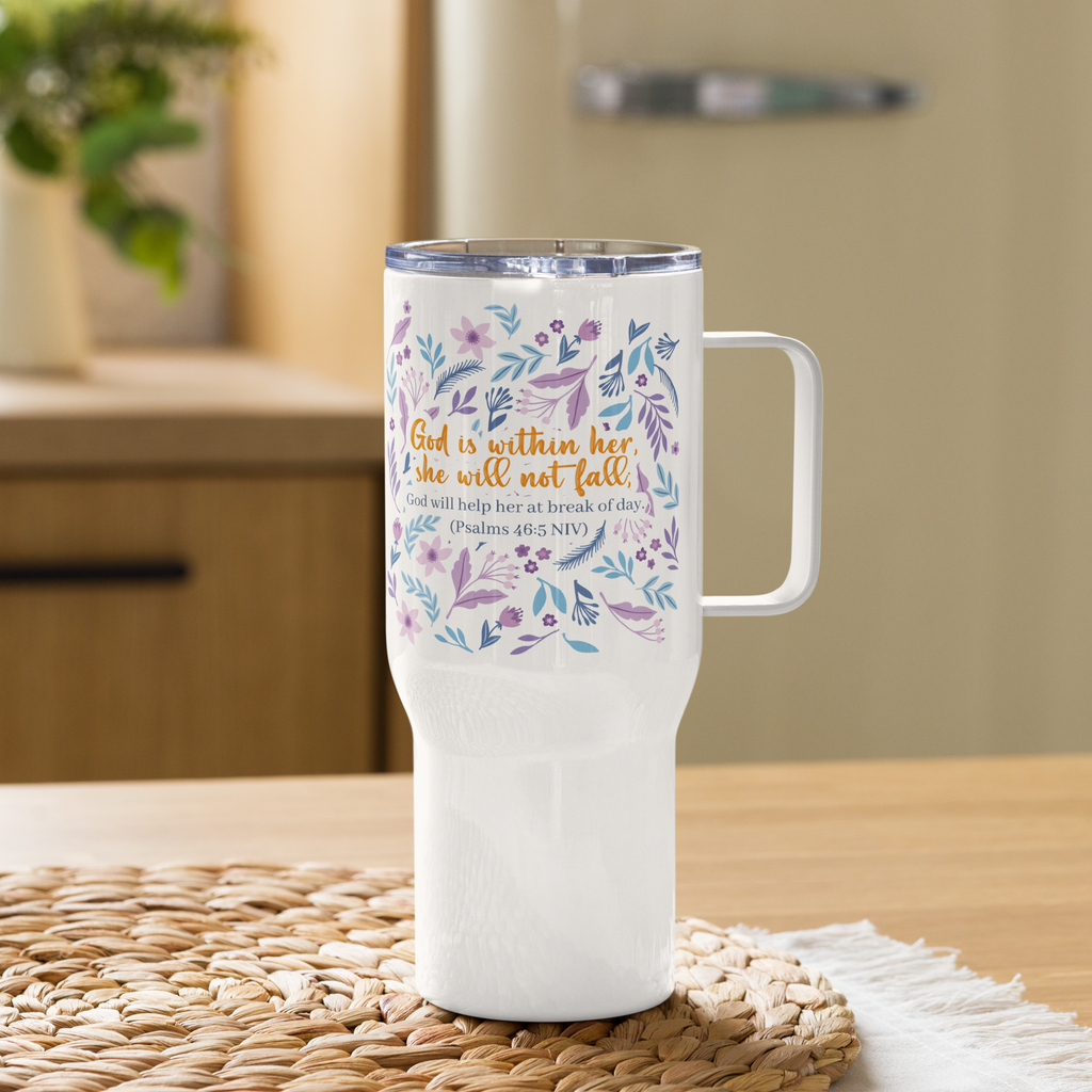 Unshakeable Faith: Psalms 46:5 Travel Mug With Handle (25 oz / 40 oz)