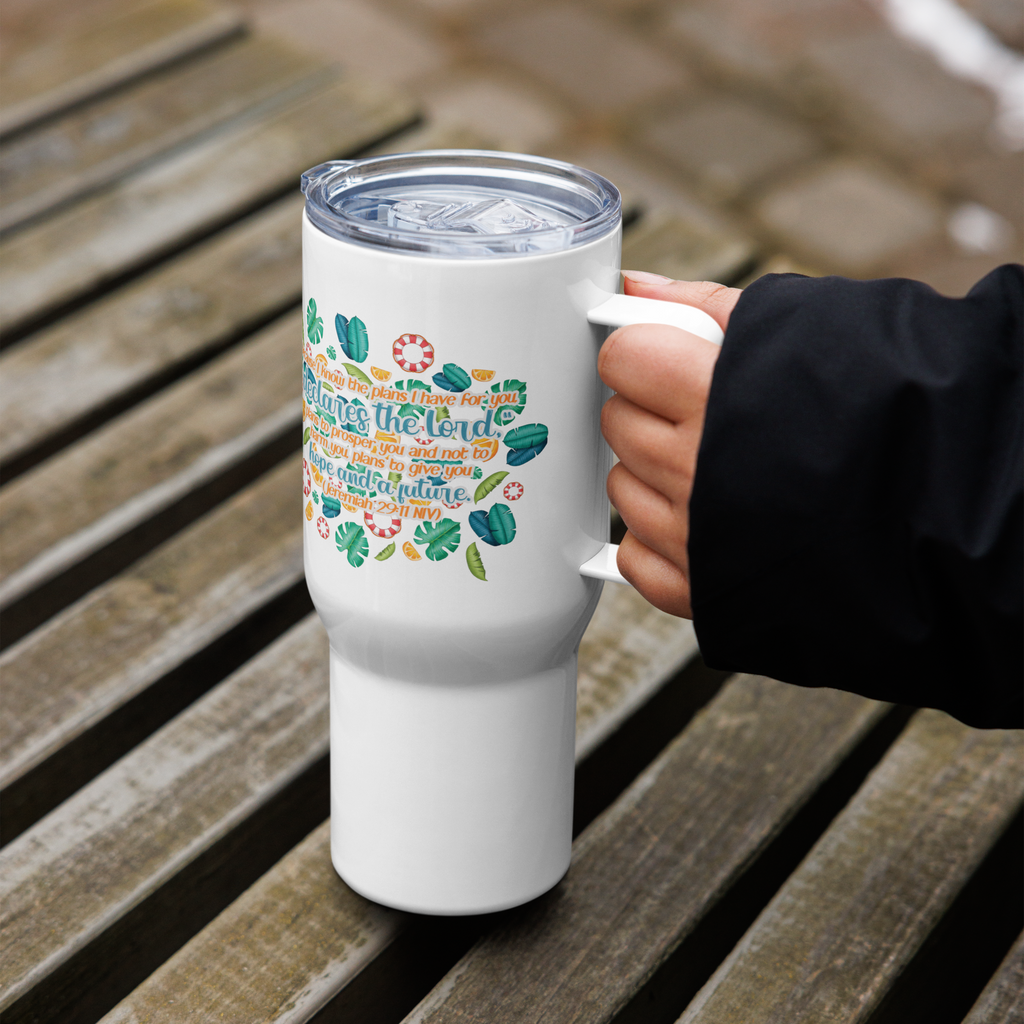 Hope & Future: Jeremiah 29:11 Travel Mug With Handle (25 oz / 40 oz)