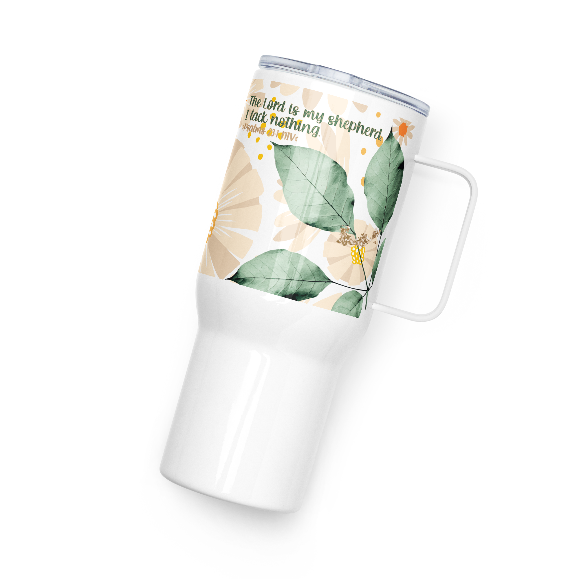 The Lord Is My Shepherd: Psalm 23:1 Travel Mug With Handle (25 oz / 40 oz)